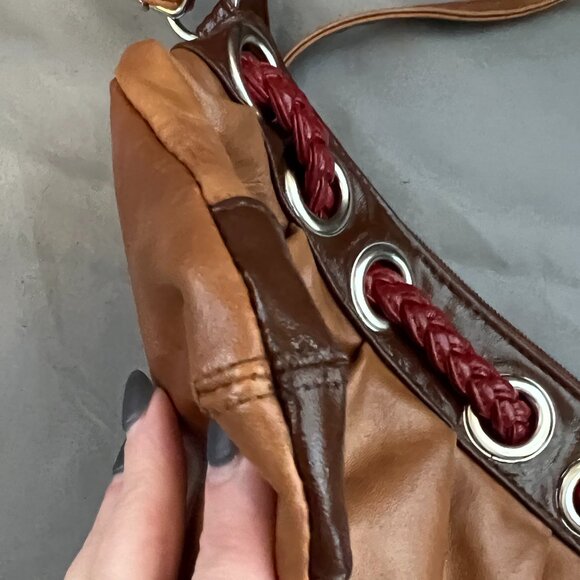 Brown Vegan Leather Crossbody with Braid Detail - Picture 6 of 9
